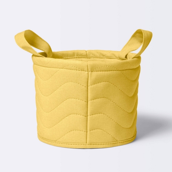Quilted Fabric Small Round Storage Basket - Picture 4 of 4